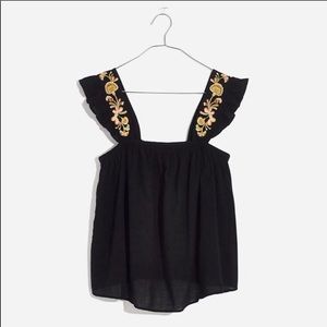 Embroidered straps tank top